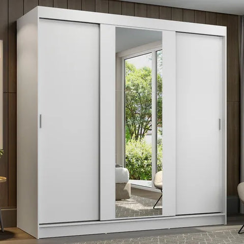 Guarda-roupa Casal Armário Quarto Reno Madesa 3 Portas De Correr Esp Branco 1095H91E