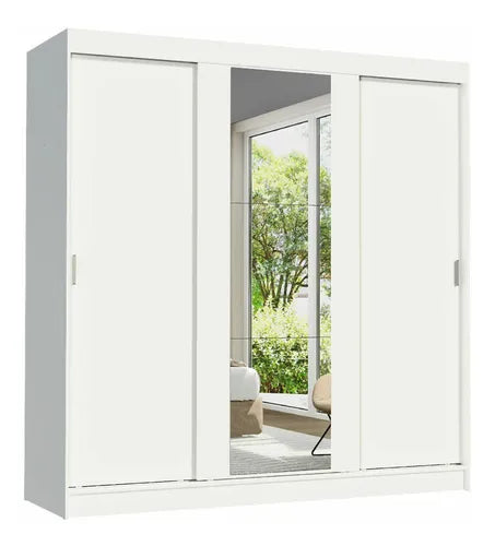 Guarda-roupa Casal Armário Quarto Reno Madesa 3 Portas De Correr Esp Branco 1095H91E
